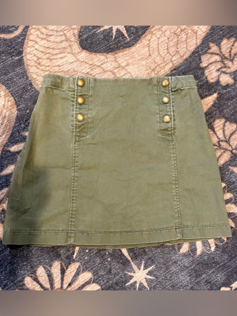 Abercrombie & Fitch Olive Green Button-Accent Mini Skirt